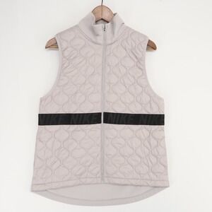 Nike AeroLayer Vest Womens L Gray Quilted Running Full Zip Logo Band